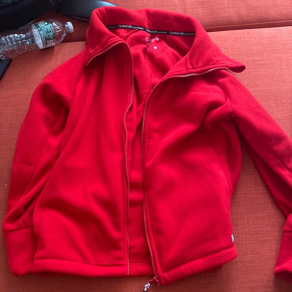Red Calvin clean zip up hoodie